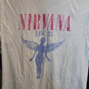 Nirvana Live 93 In Utero Angel Graphic Tee Mens XL White Cotton Shirt